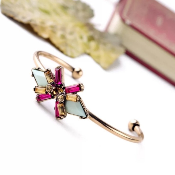 Lana Bean Jewels Jewelry - Antique gold flower cuff bracelet